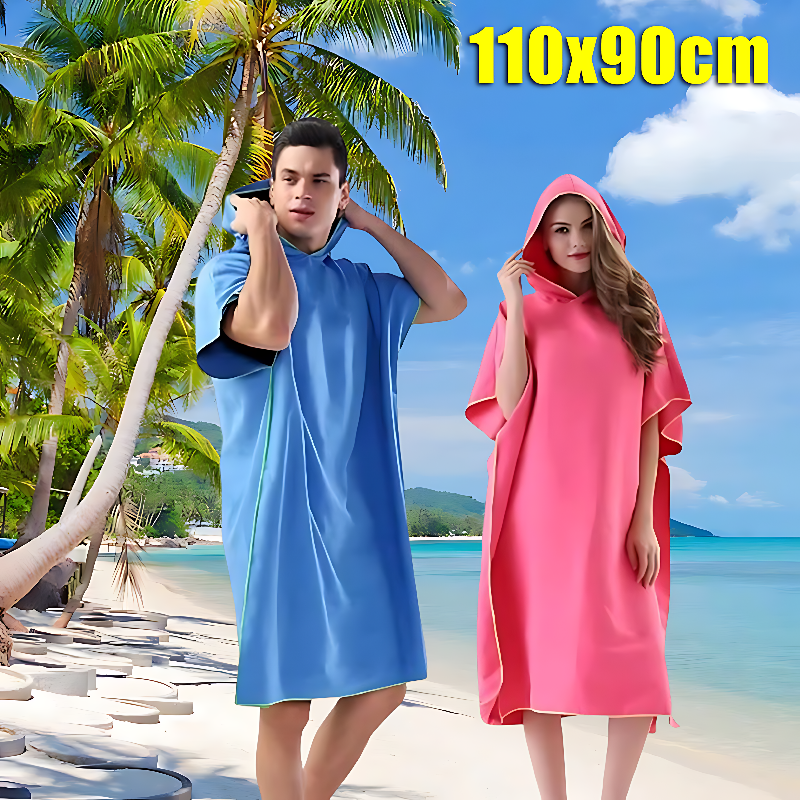 Surfen-Poncho, Wickeltuch, Kapuzenmantel, Mikrofaser, Stranddecke, Badetuch, Badehandtuch, Neoprenanzug, Strandponcho für Erwachsene