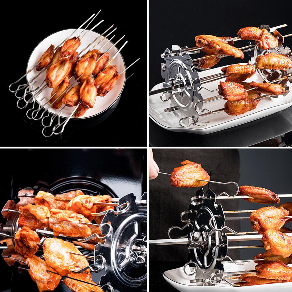 10 fork BBQ Steel Metal Roaster Rotisserie Skewers Needle Cage Oven Kebab Maker Grill Barbecue Supplies