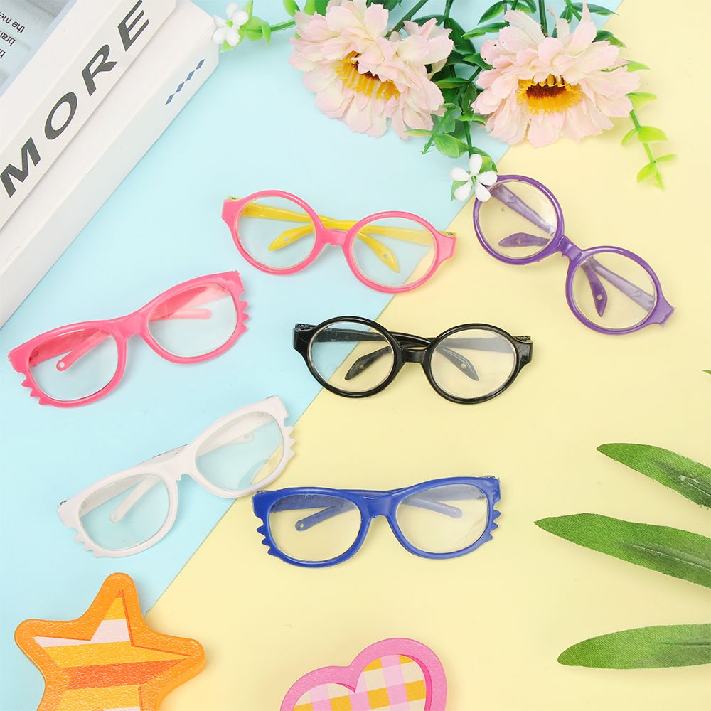 Colorful Doll Glasses Clear Lens Round Frame Eyewear Miniature Eyeglasses Fit 18 Inch Playing House Cool Girl Accessory