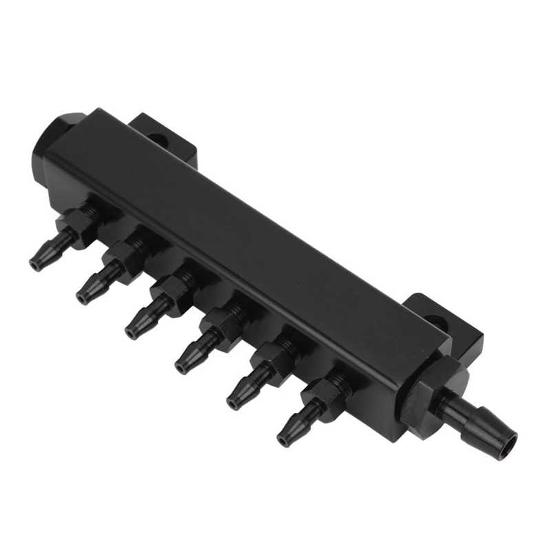 Car Automobile Intake Manifold 6 Port Vacuum Intake Manifold Turbo Wastegate Boost Kit 3/8in Inlet Outlet 1/8in Vacuum Ports