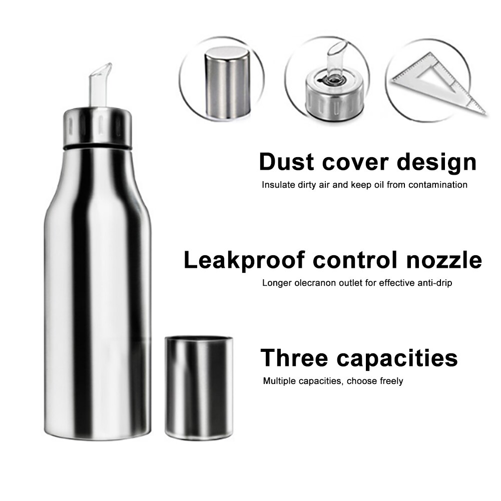Kitchen Stainless Steel Leakproof Cooking Oil Dispenser Bottle Vinegar Cruet