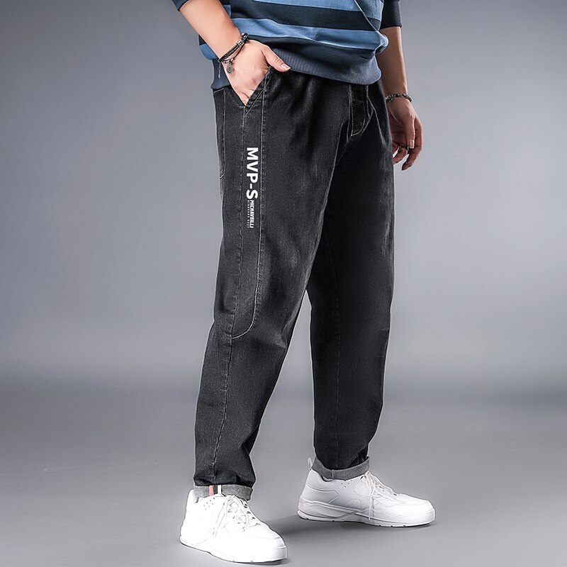 Plus size 6xl 5xl xxxxl jeans män lös stor storlek fet hiphop streetdance streetwear jeansbyxor vida ben plus size