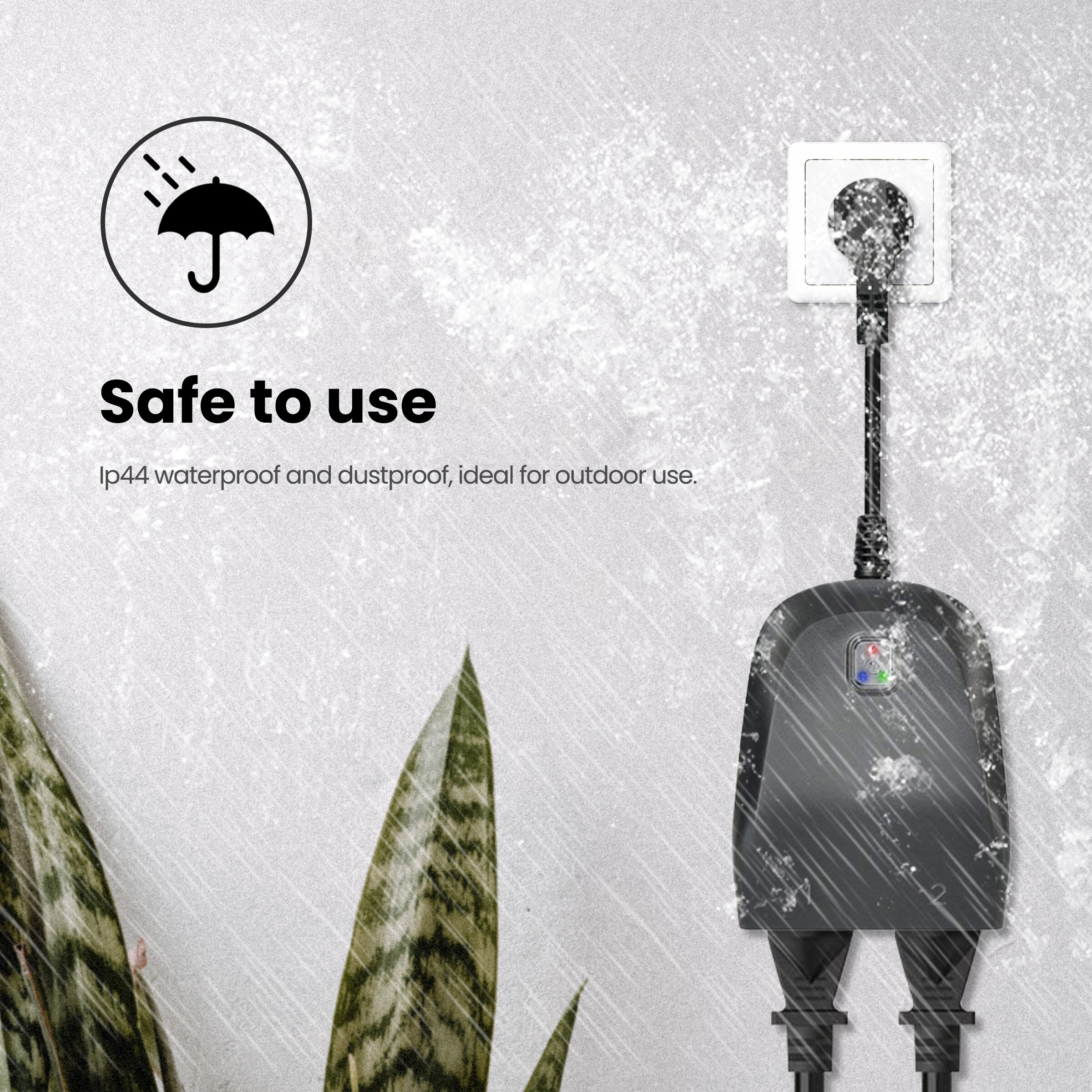 Tuya-enchufe inteligente IP44 para exteriores, enchufe con WiFi, resistente al agua, 2000W, controlador externo para la UE, Smart Life, Alexa y Google domótica