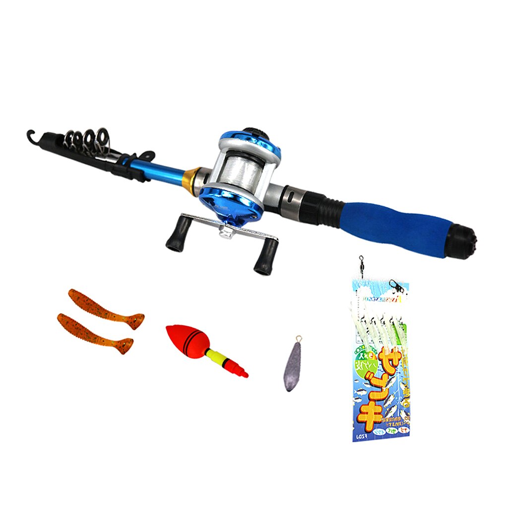 Ice Fishing Rod Reel Combo Complete Kits with Line Lures Floats lead Weights Winter Fishing Tackles Tools: Red