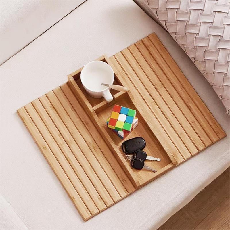 Portavasos de madera para sofá, brazo plegable para mesa, portavasos, mesas para sofá, organizador de brazo para sofá, extraíble y ajustable para aperitivos
