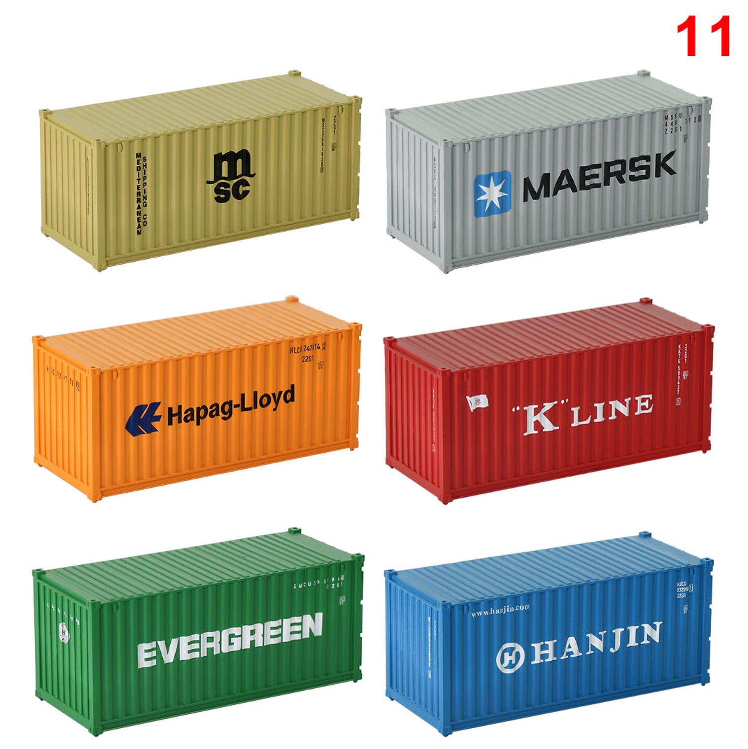 3pcs/6pcs Mixed Different 20ft Freight Container HO Scale Model Train Accessories 1:87 20 Foot Container C8726: 11-6pieces