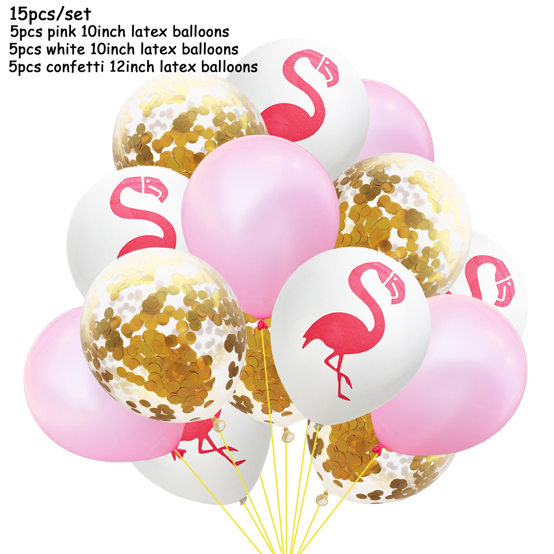 15pcs/set Flamingo Latex Balloons Decoration 12inch Confetti Animal Balloon Happy Hawaiian Baloes for Kids Birthday Party Favors: 15pcs G