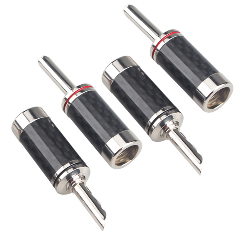 8 Uds Hifi BFA conector banana chapado en oro/rodio cable de altavoz de audio de fibra de carbono conector banana