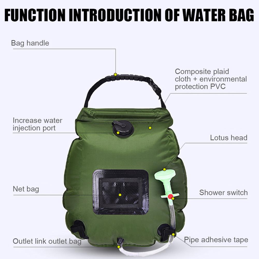 Faltbare 20L Solar- Energie Wasser Lagerung Taschen draussen Camping Wandern Tragbare Heizung Dusche bat Taschen