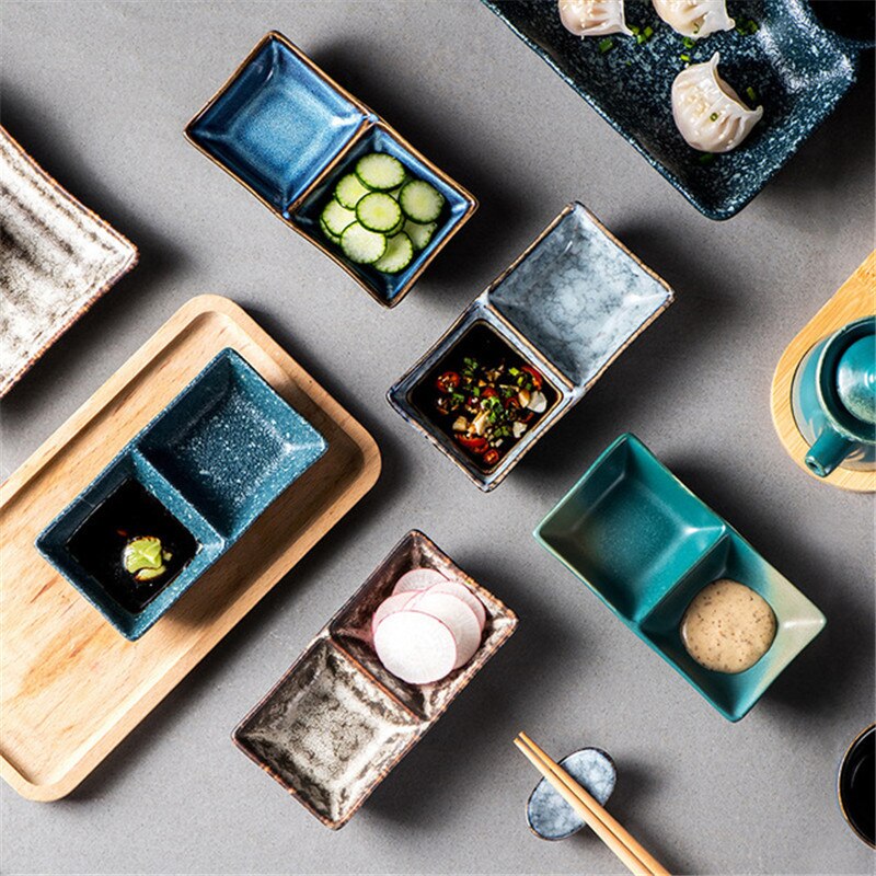 Japanse Keramische Retro Kruiden Saus Schotel Creatieve Boter Mosterd Sushi Azijn Soy Schotel Porselein Schotel Keuken Servies