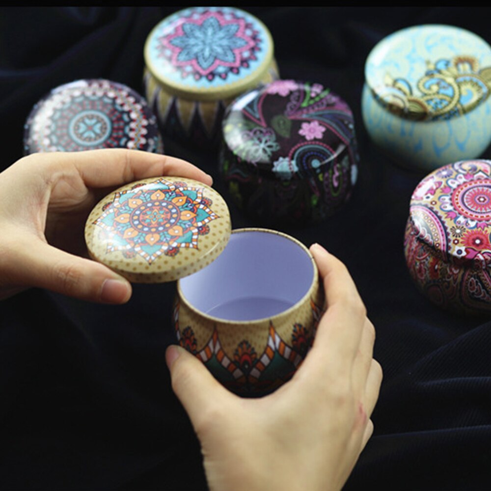 Mini lata Retro Floral, caja de lata encantadora para joyería, dulces, dulces, té, galletas, , 20/10 piezas