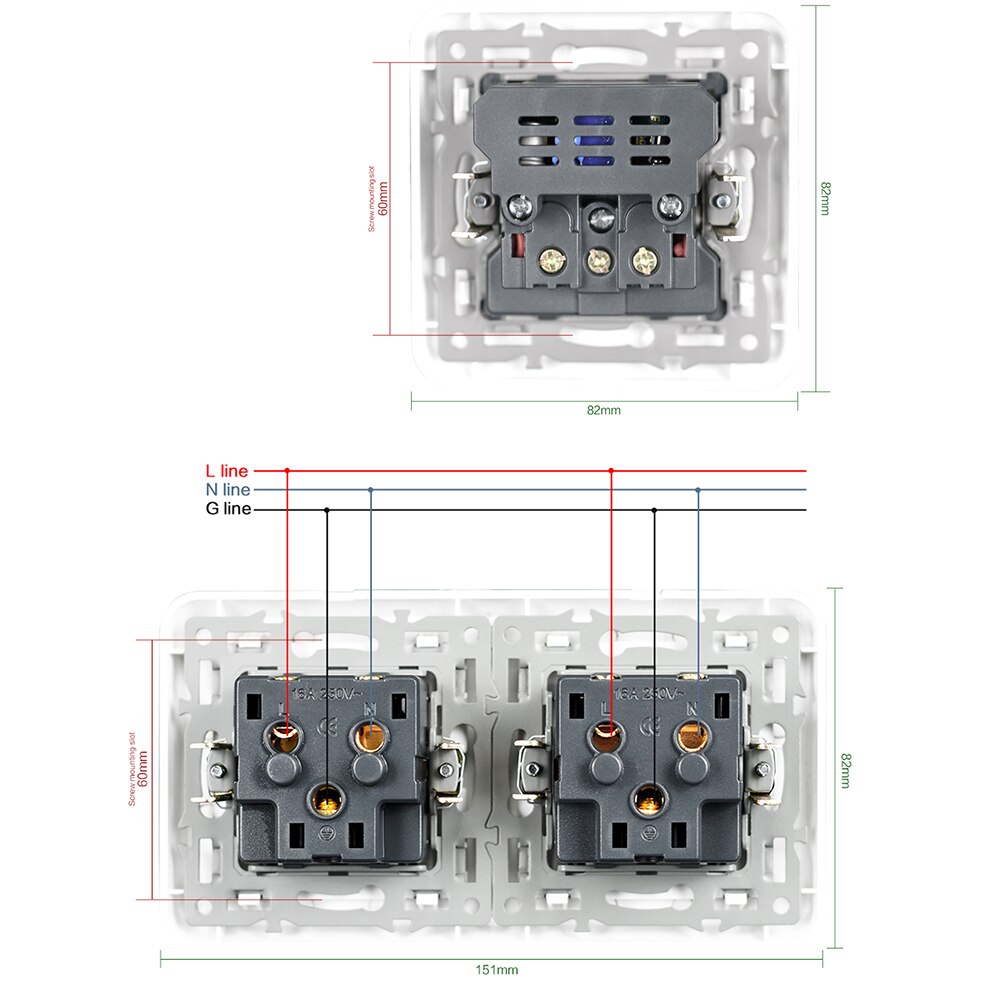 USB Wall Socket Electrical 1/2 Way Plug Power Outlet 16A Flush Mounted EU Square Schuko for Smartphone Tablet MP3 Office Kitchen