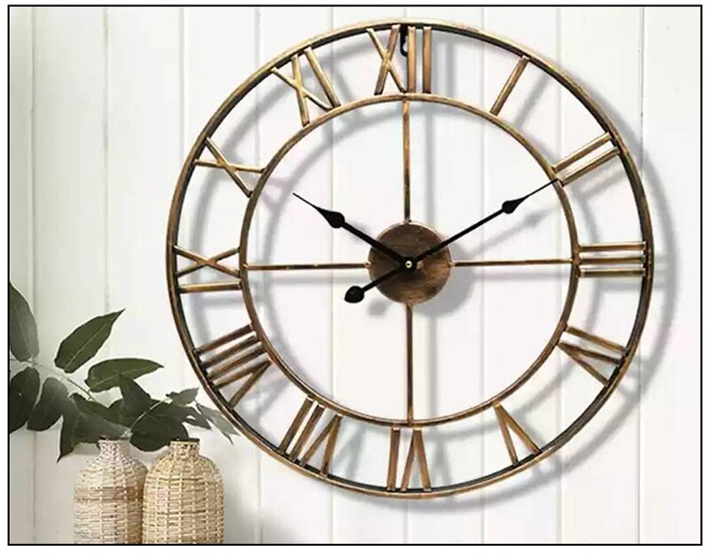 16 inch Dia Large Metal Decoration Wall Clock With Roman Numerals