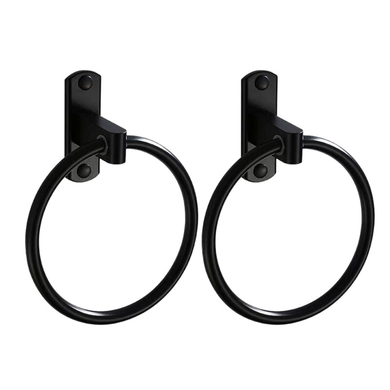 2- pack håndkle ring håndkleholder til bad håndkle stativer veggmontering baderomsutstyr svart: Default Title