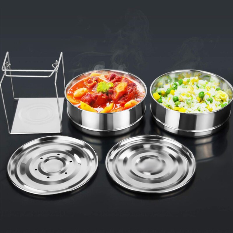 Stackable Steamer Insert Pans Pot in Pot for Pot 5 Litres or More Pot Accessories - 2 Tier Interchangeable Lids Rust Proof Perfo