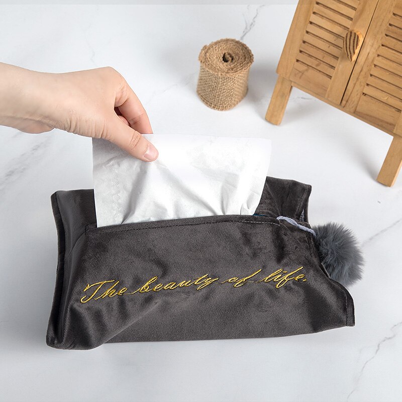 Tassel tissue box deksel thuis auto hotel tissue houder thuis keuken organizer trekkoord tas