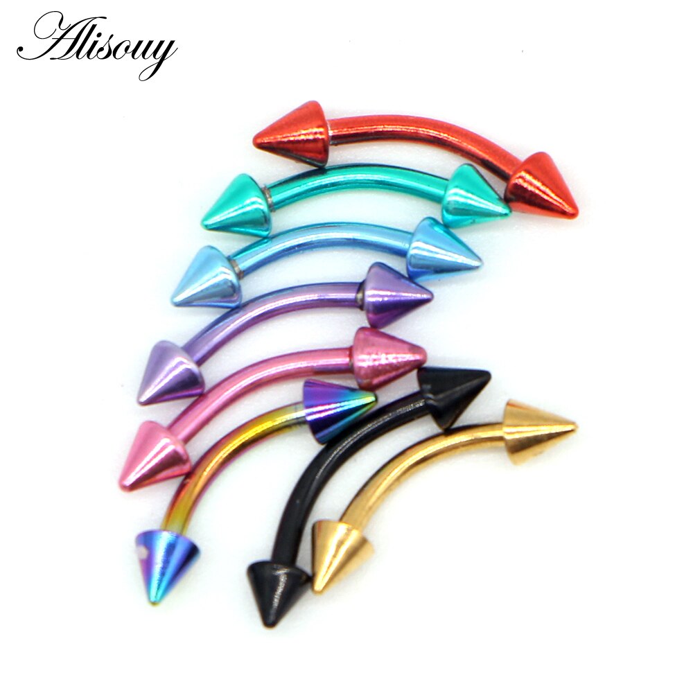 Alisouy 1pcs 16G Titanium Anodized Stainless Steel Body Jewelry Helix Piercing Ear Eyebrow Jewelry Nose Lip Captive Rings