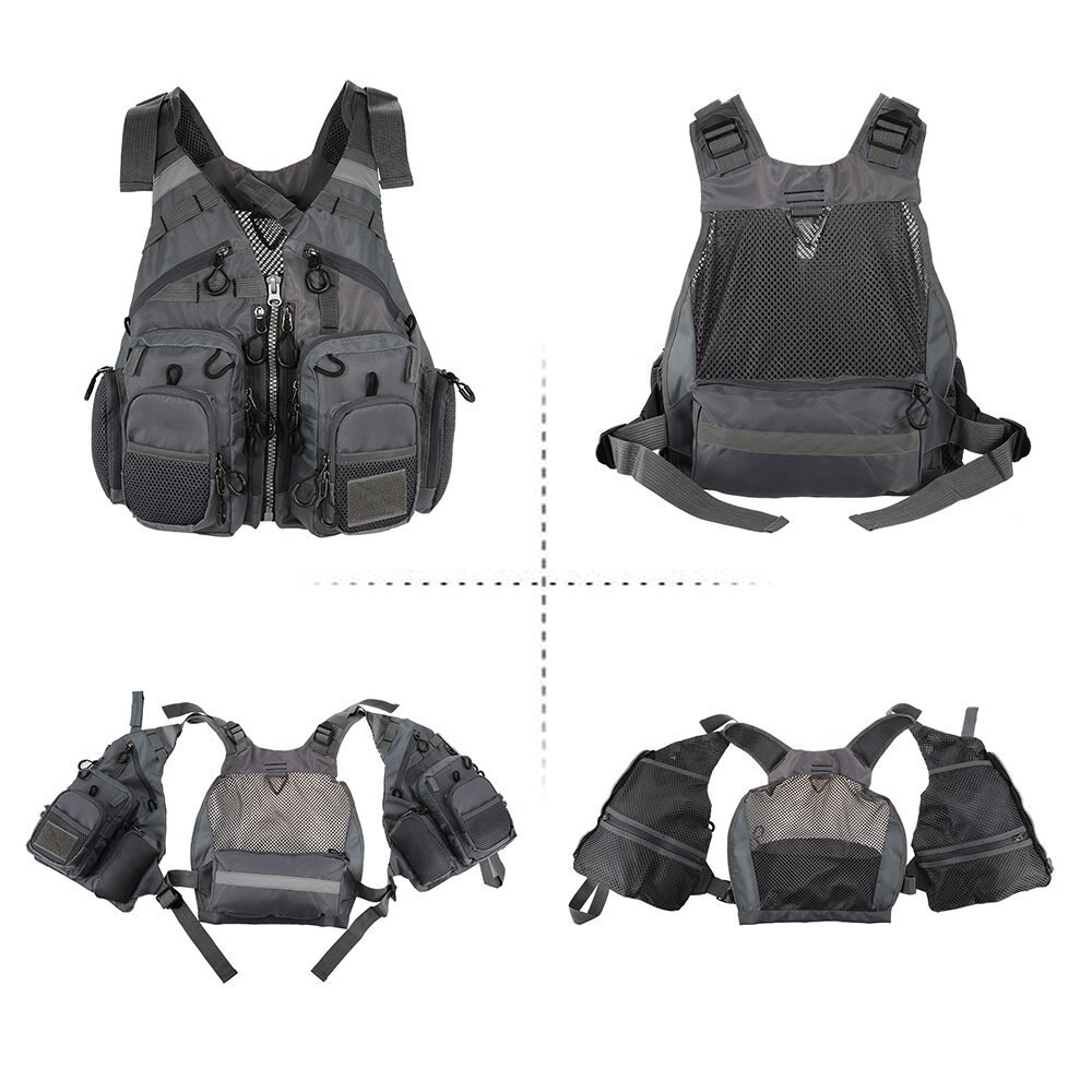 fishing multi-pocket safety life vest breathable outdoor sports swimming adjustable vest fishing gear equipment