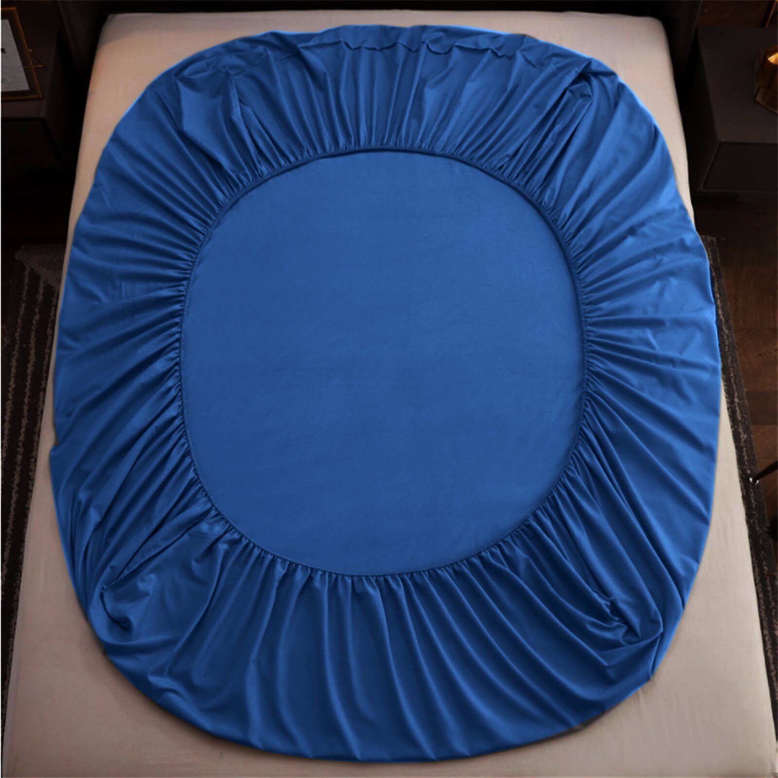 Fitted Sheet Absorbent Quick Drying Sheets Mattress Cover sheets Solid Navy Blue Elastic Band bed sheet (no pillowcases)