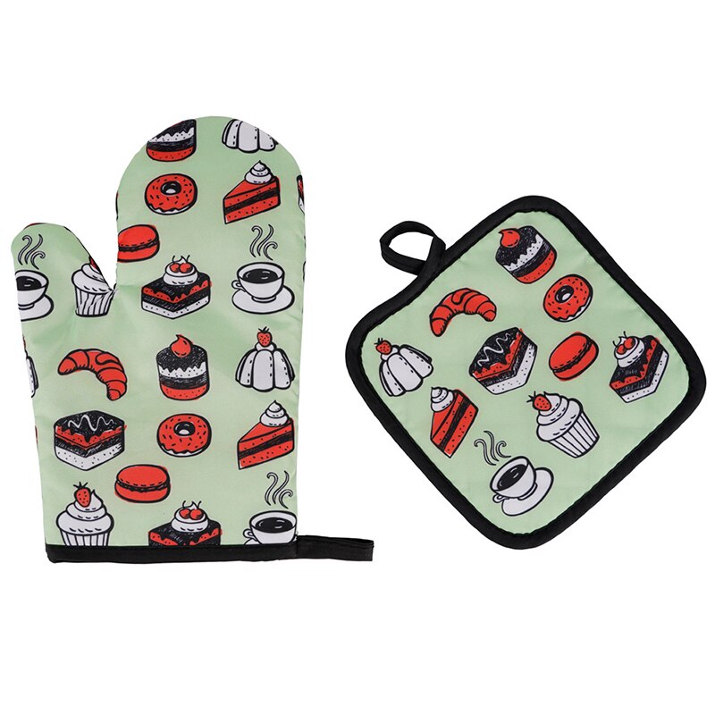 Mitaines de four Anti-chaleur, ensemble de 2 pièces, tapis de cuisson à la pour micro-ondes, cuisine nordique, isolation, pince à main, outils de cuisine: Z534-4