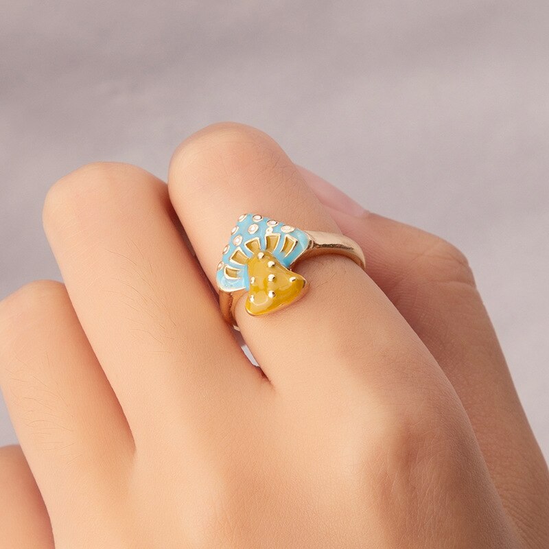 Pilzringe für damen, boho-pilzring, süßer Ring Ich bin koreanischen stil, schlichter partyring-schmuck