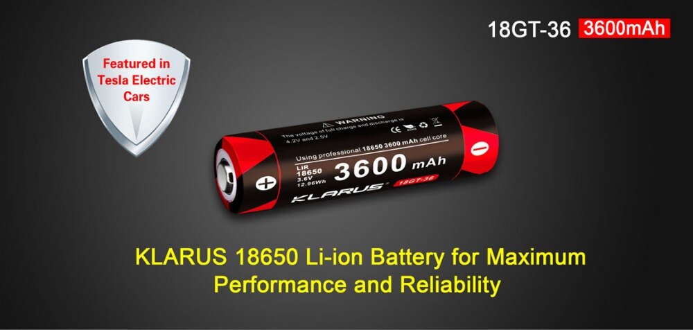 2 stk klarus 18650 3600 mah 18gt-36 3.6v li-ion batteri højtydende 18650 li batteri