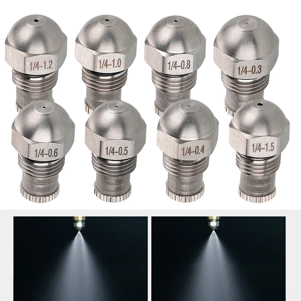 Forstøvende spraydyse dia 0.3-1.5mm fin forstøvende spray 1/4 bspt høy- og lavtrykksdyse åpning rustfritt stål