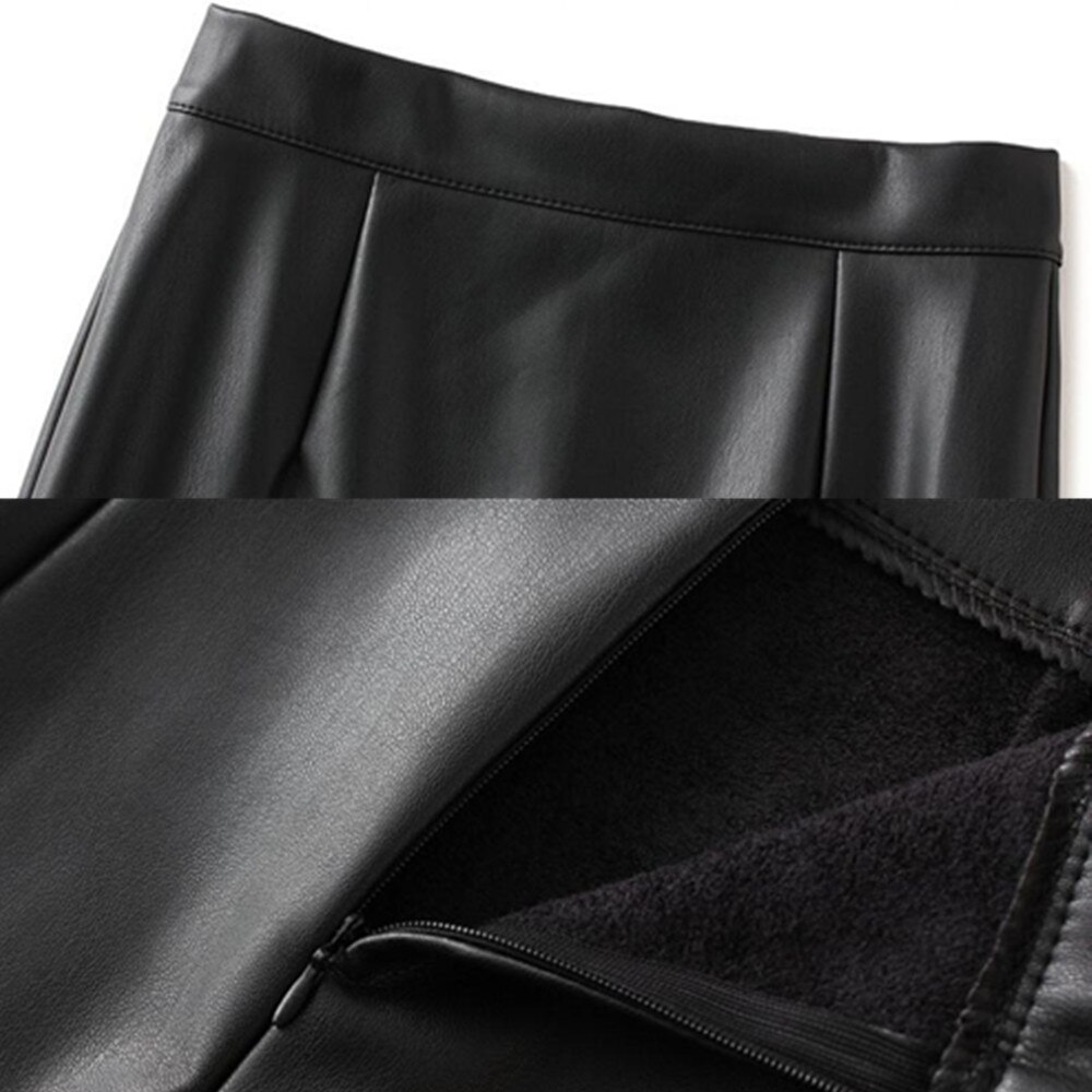 Faux Leather Pencil Skirts Womens 2022 Korean Black Khaki Tube Midi Long Skirt Bodycon High Waist Skirt Female