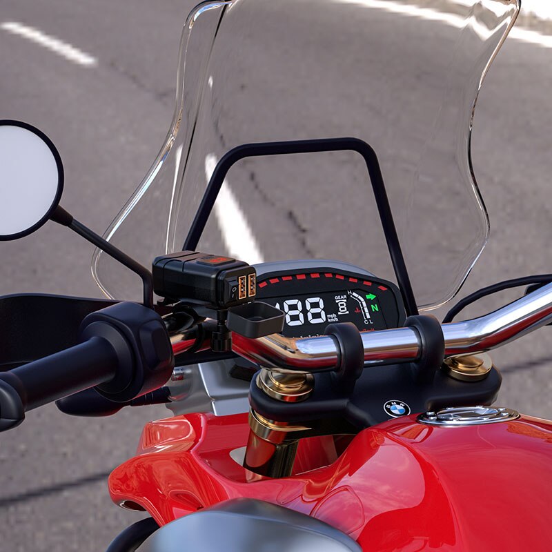 Dual QC 3.0 USB Motorcycle Accessories Motorbike USB Digital Voltmeter Adapter