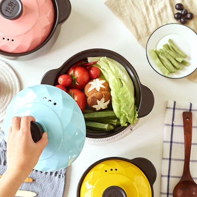 Casserole stew pot crock pot soup pot clay pot ceramic small casserole porridge open fire gas casserole soup home 3 sets