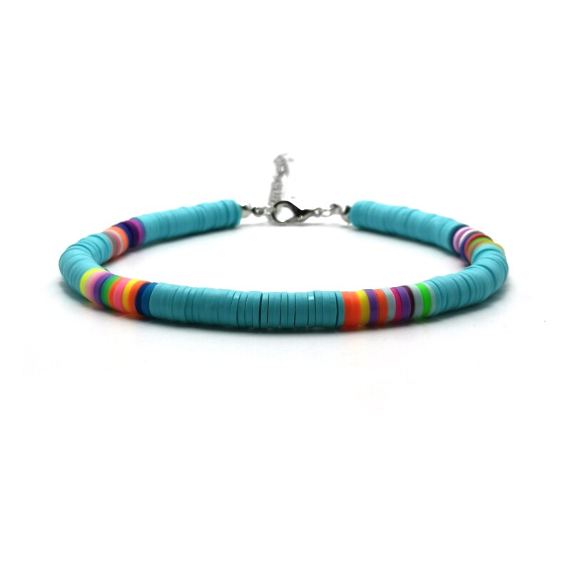 Handmade Polymer Clay Discs Anklet Women Adjustable Bohemian Ankle Bracelet Femme Leg Jewelry