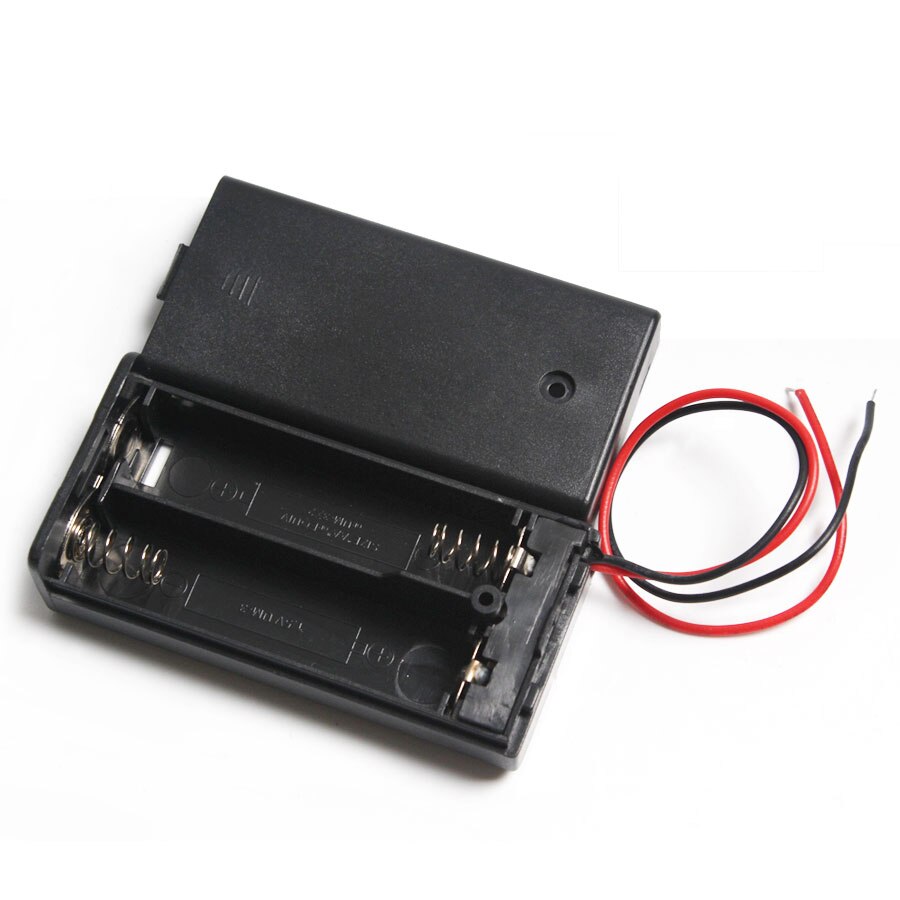 1PCS 2 x 3V AA Battery Holder Case Box Battery Box AA Flashlight Battery Holder With Cover ON / OFF Switch Wire Lead
