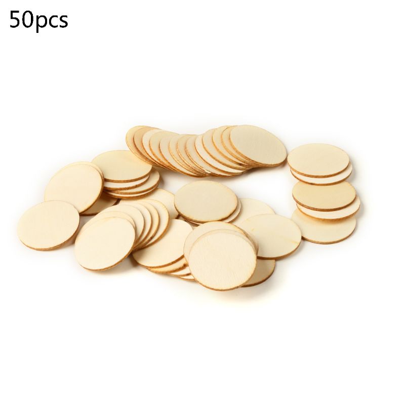 50Pcs Blank Natuurlijke Stukken Hout Slice Ronde Unfinished Houten Discs Ornamenten Diy Ambachten Centerpieces