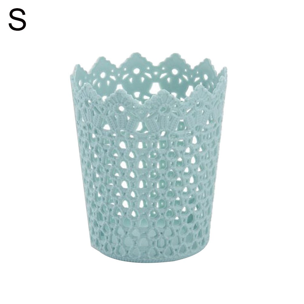 Plast hul blomst cylinder pen blyant børste holder opbevaring desktop organizer: Blå / L