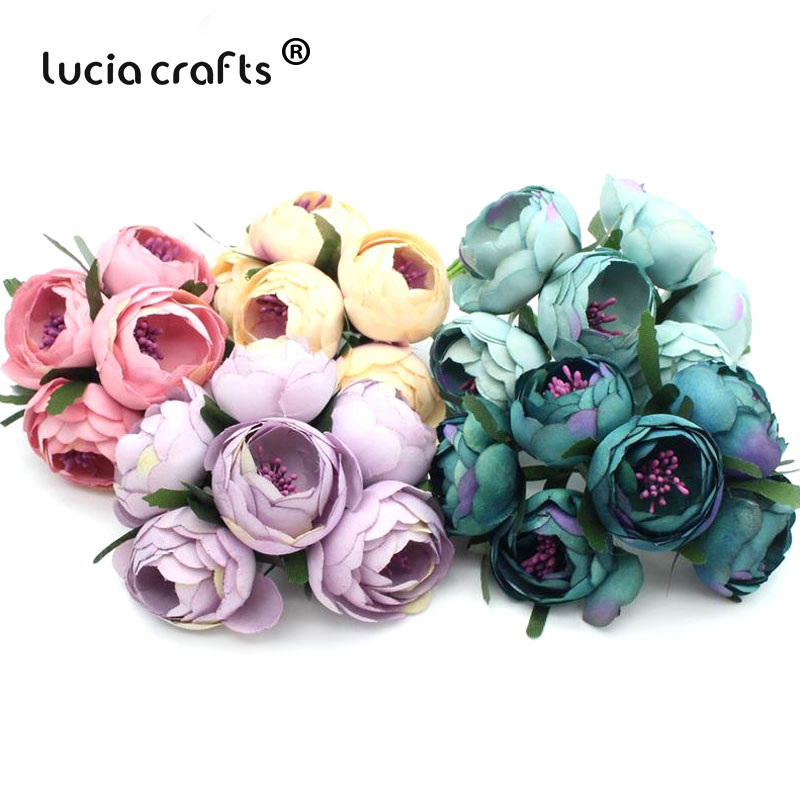 Lucia ambachten 6 stks/partij Diameter 45mm Zijde Kunstmatige bloem Boeket Mini Bloemen Voor Wedding Party Decoratie A0105