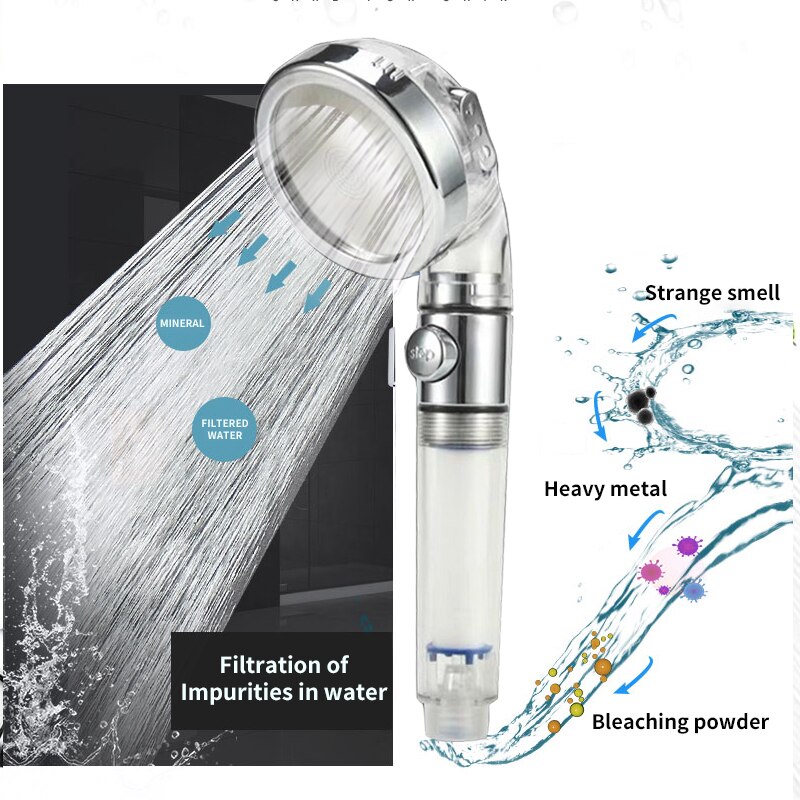Bath PP Pure Cotton Water Filter Water Purifier Shower Head Stop Button Bidet High Pressure Water Saving Hand Sprayer Shower Set
