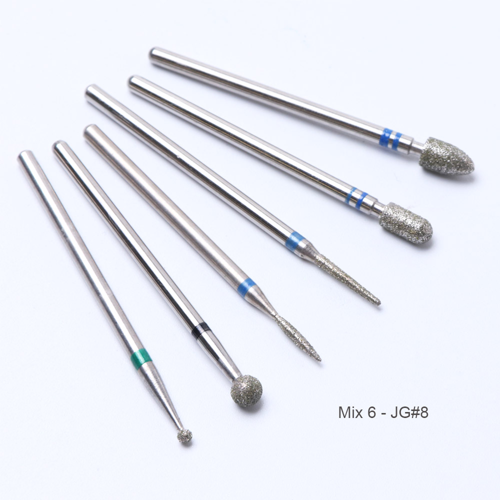 Uds diamante cortadores para uñas de manicura brocas Rotary Burr de archivos Molino de cepillo eléctrico amoladora corindón herramientas BEJG: Mix 6-JG08