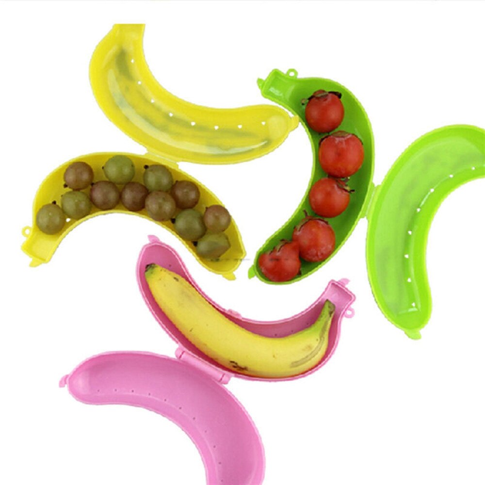 Leuke 3 Kleuren Fruit Banaan Protector Box Holder Case Lunch Container Storage Box Kids Fruit Carry Container Snoep Snacks Houder