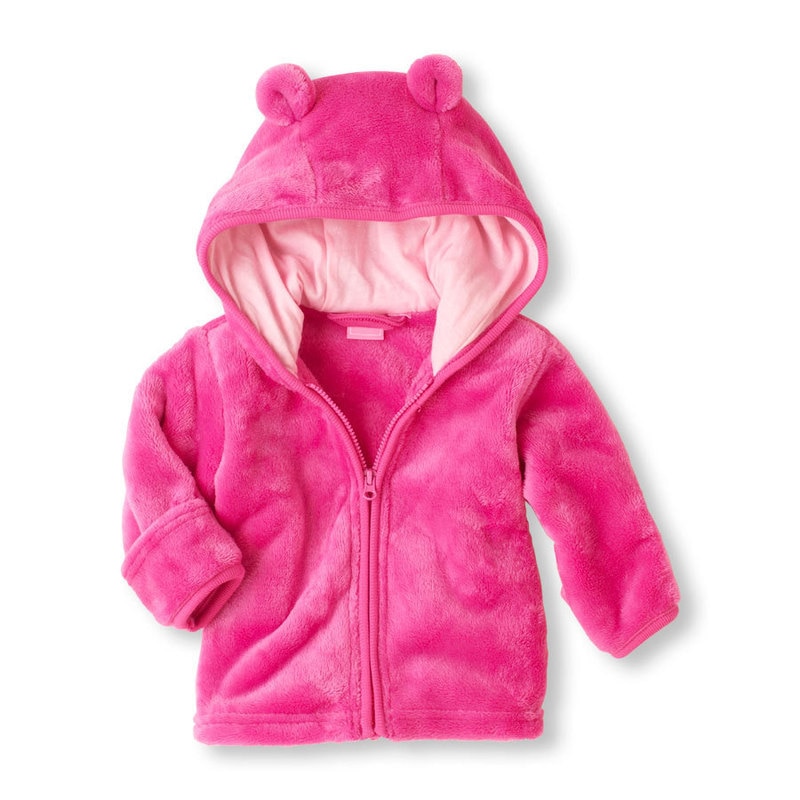 Male and female baby super Meng coral velvet hooded jacket infant hoodies three color options k1