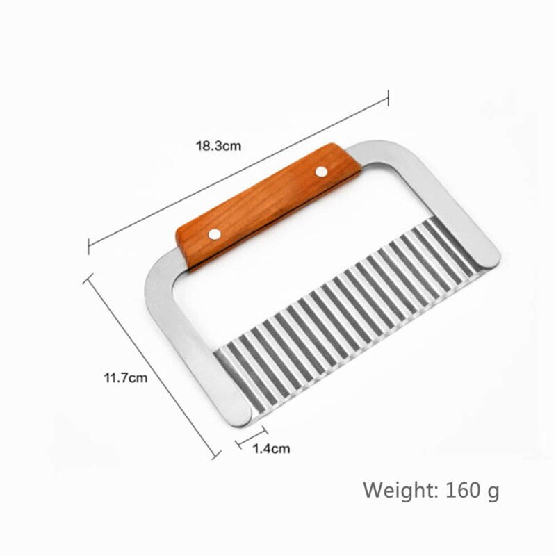 Aardappel Golvend Crinkle Hakmes Groente Franse Fry Cutter Houten Handvat Steel Blade Slicer Keuken Snijgereedschap Gadgets