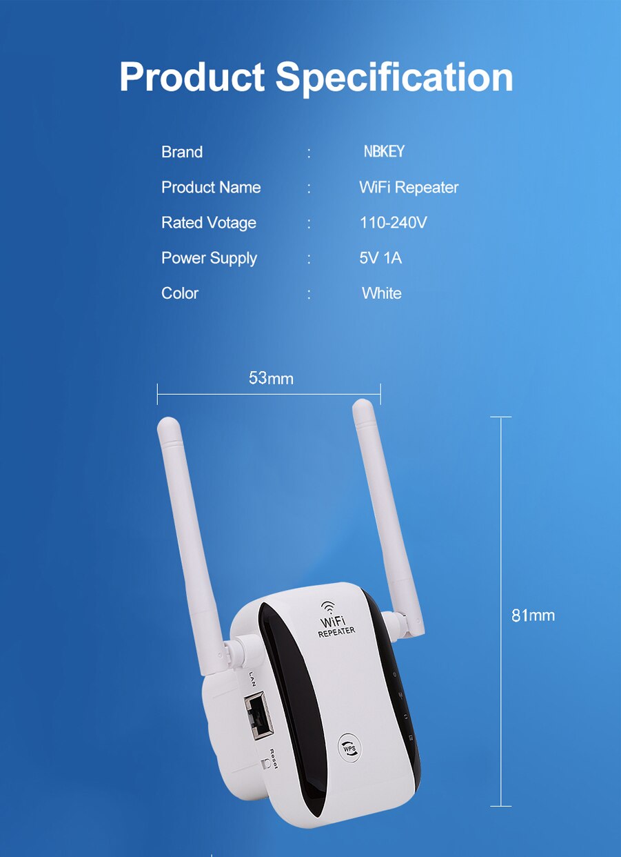 WiFi Amplifier 300Mbps Amplificador Wi-Fi Repeater Wifi Signal Cover Extender Repeater 2.4G Wireless white Router