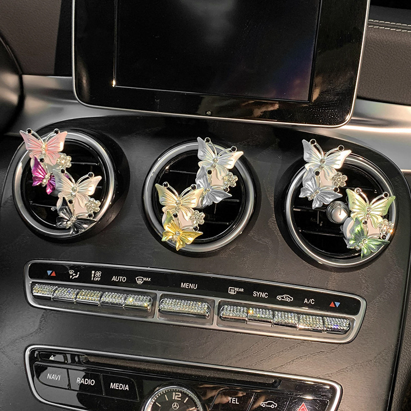 Air Freshener Butterfly Car-styling Car Perfume Natural Smell Air Conditioner Butterfly Diamond Aromatherapy Decoration Clip