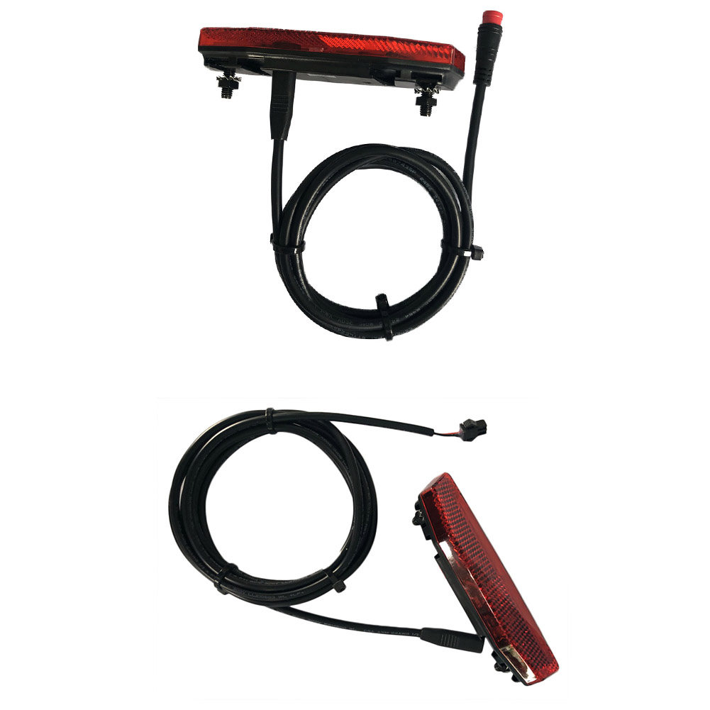 Luz trasera de bicicleta eléctrica de 36V/48V/luz trasera LED de advertencia de seguridad lámpara trasera SM conector impermeable para patinete eléctrico luz de longitud de Cable de 120cm