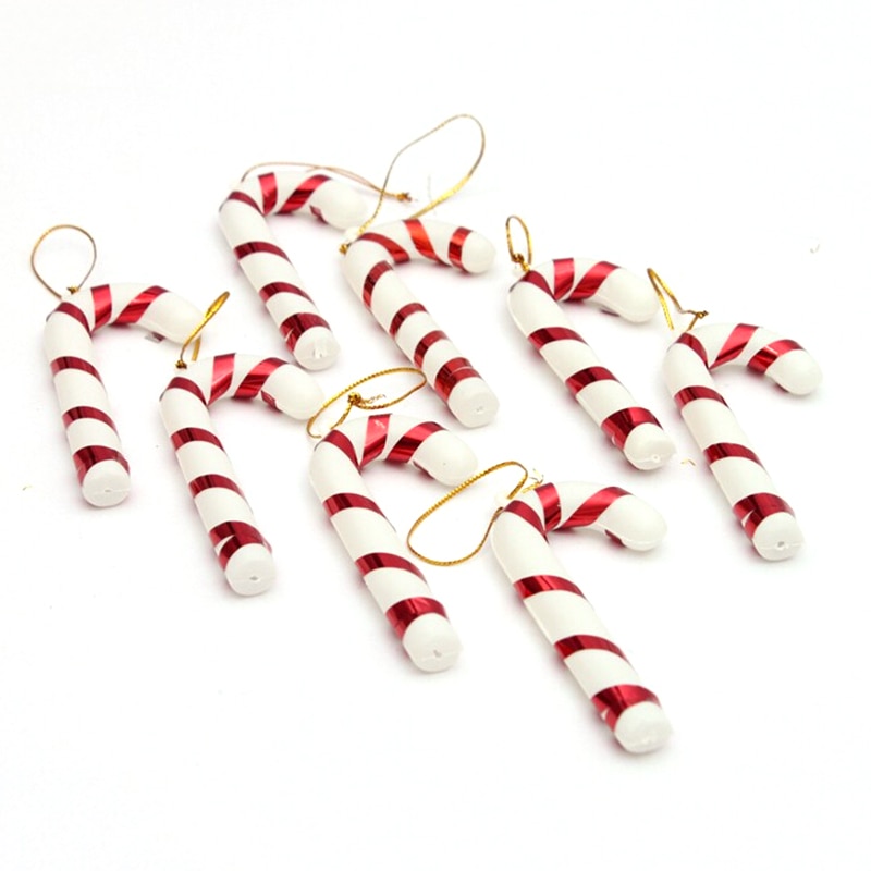 6 stk / pakke til år xmas fest børn xmas hængende slik sukkerrør juletræ ornamenter krykke vedhæng indretning