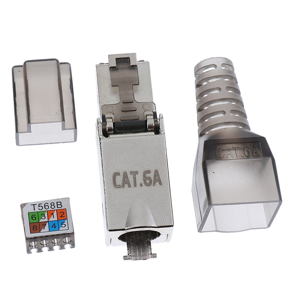 CAT6A Beëindiging Plug Network Connector Modulaire Stekkers Afgeschermde Connectors Ethernet Kabel Adapter Metalen Afgeschermde Shell