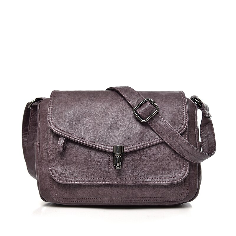 Mode Vrouwen Lederen Tassen Luxe Dames Schoudertassen Dames Vrouwen Crossbody Messenger Bags Voor Vrouwelijke: Paars