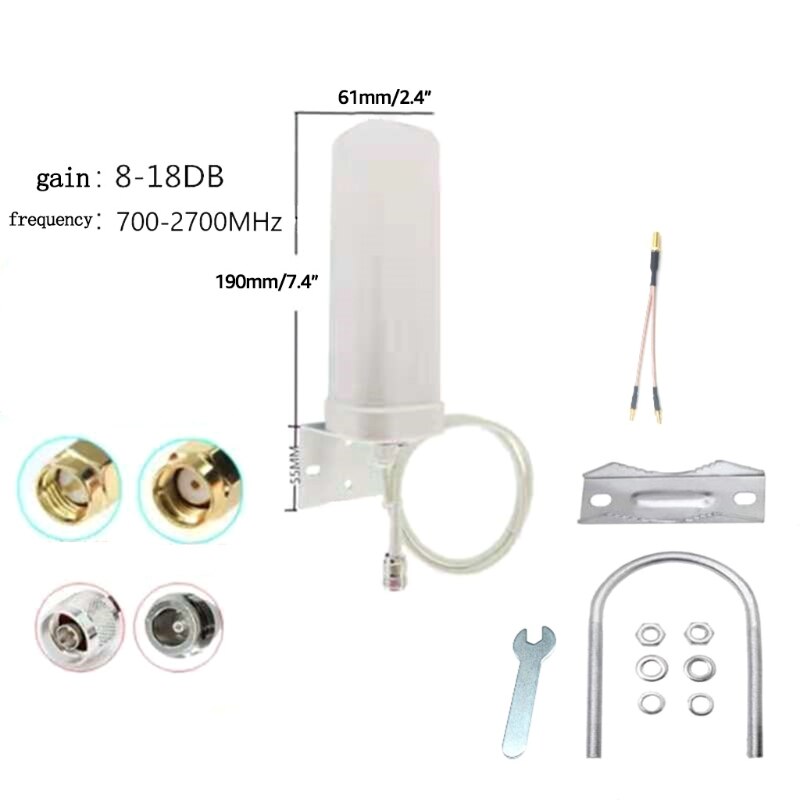 3G 4G 5G Barrel Outdoor Antenna Dual Interface SMA TS9 CRC9 16-18dBi Router Network Card External 698-960 / 1710-2700MHZ