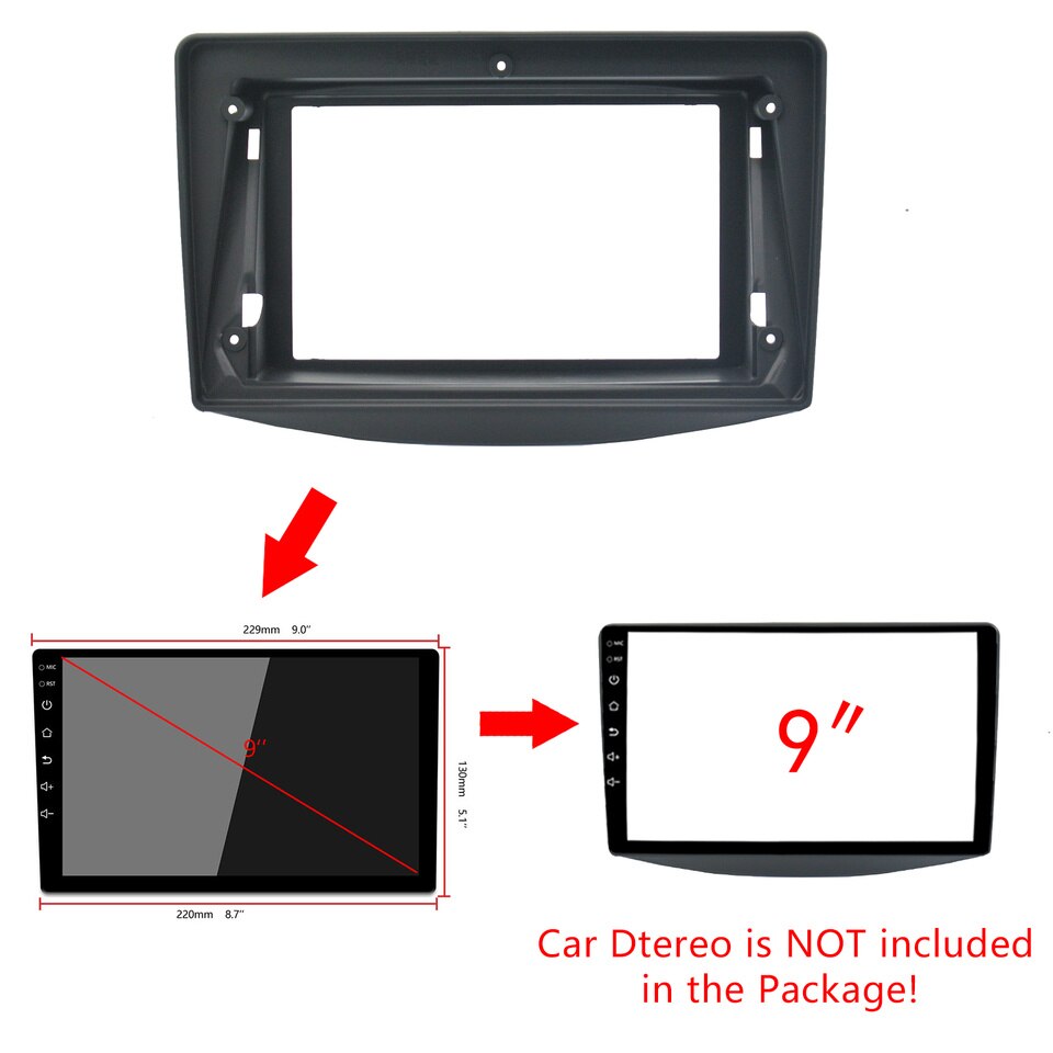 2Din Car DVD Frame Audio Fitting Adaptor Dash Trim Kits Facia Panel 9inch For Mitsubishi Grandis 03-11 Double Din Radio Player