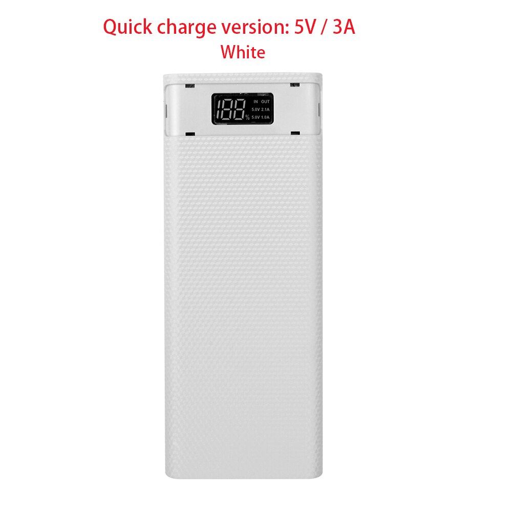 Kebidu Quick Charge Dual Usb Micro Usb Type C Power Bank Shell 5V Diy 8*18650 Case Batterij lading Opbergdoos Zonder Batterij: White 5V 3A