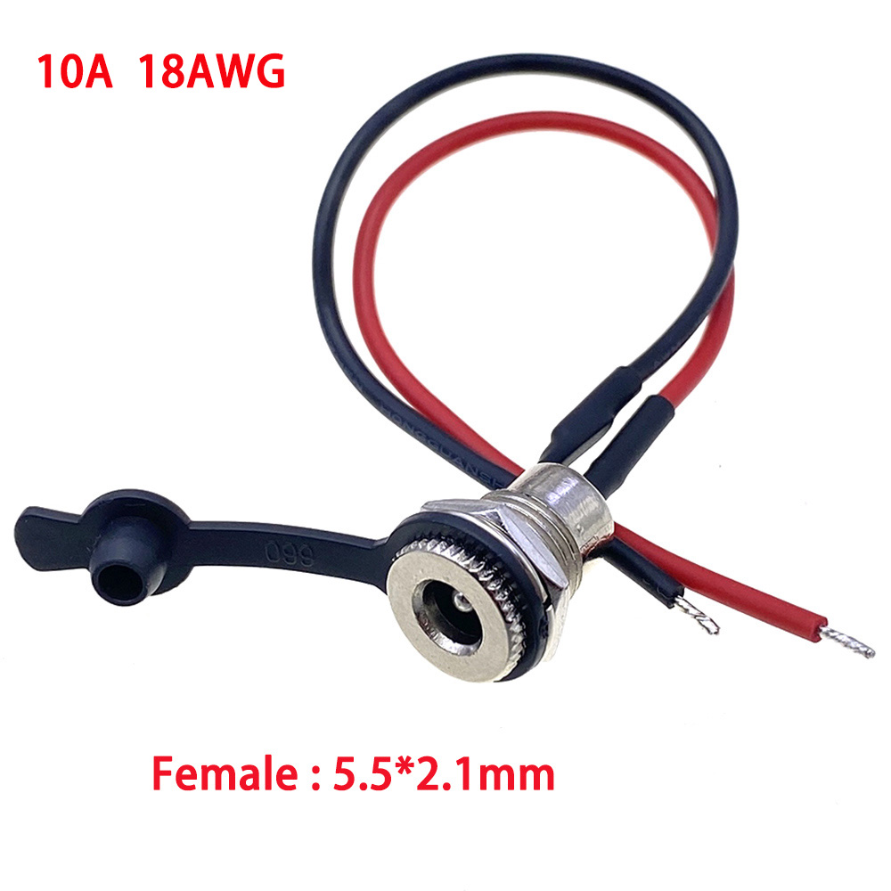 Battery DC Power plug connector for diy dc waterproof jack connector 5.5 X 2.1 mm 5.5X2.5mm with Wire Turmera: Ivory / Under 5Pcs